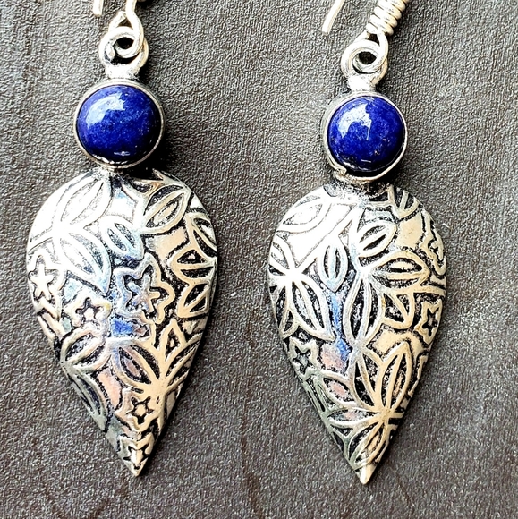 *$15 Sale* New Lapis Lazuli Silver Earrings. - Picture 6 of 11